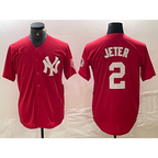 New York Yankees #2 Derek Jeter Red MWATKINS Fashion Cool Base Jersey
