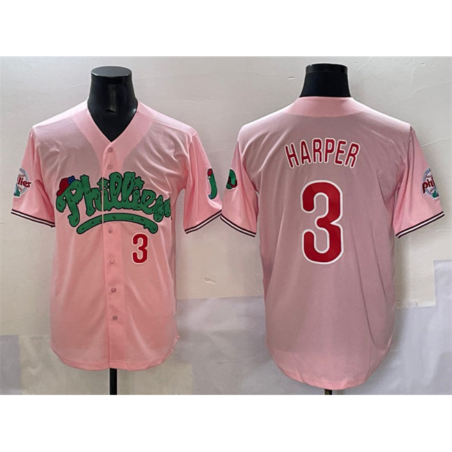Philadelphia Phillies #3 Bryce Harper Pink MWATKINS Phanatic Limited Stitched Jersey