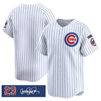 Chicago Cubs Blank White MWATKINS Pinstripe 'Ryne Sandberg Tribute' Vapor Limited V3 Stitched Jersey