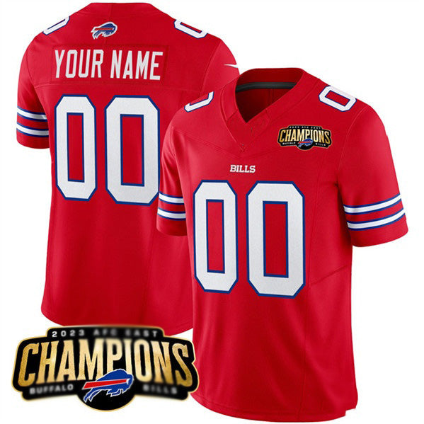 Custom B.Bills Active Player Red MWATKINS 2023 F.U.S.E. AFC East Champions Ptach Stitched Jersey