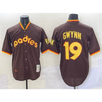 San Diego Padres #19 Tony Gwynn Brown MWATKINS Throwback Stitched Jersey