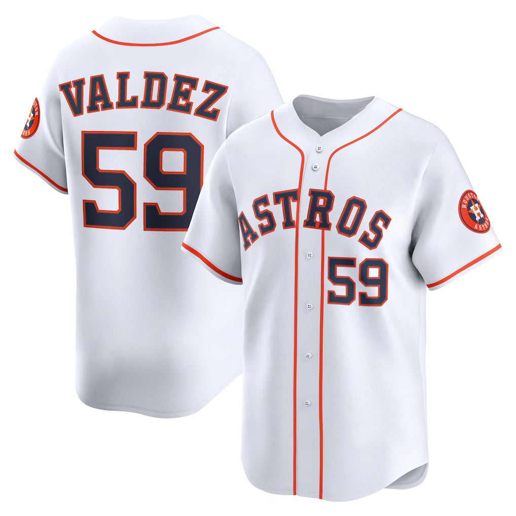 Houston Astros #59 Framber Valdez White MWATKINS Home Limited Player Jersey