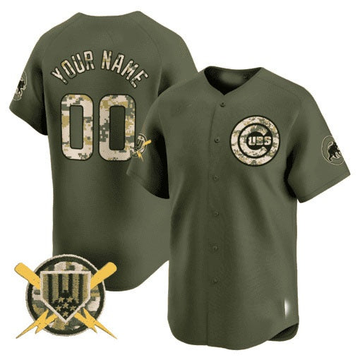 Custom Chicago Cubs Armed Forces Day Vapor Premier Limited Jersey ¨C All Stitched-Green MWATKINS