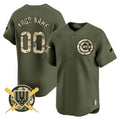 Custom Chicago Cubs Armed Forces Day Vapor Premier Limited Jersey ¨C All Stitched-Green MWATKINS