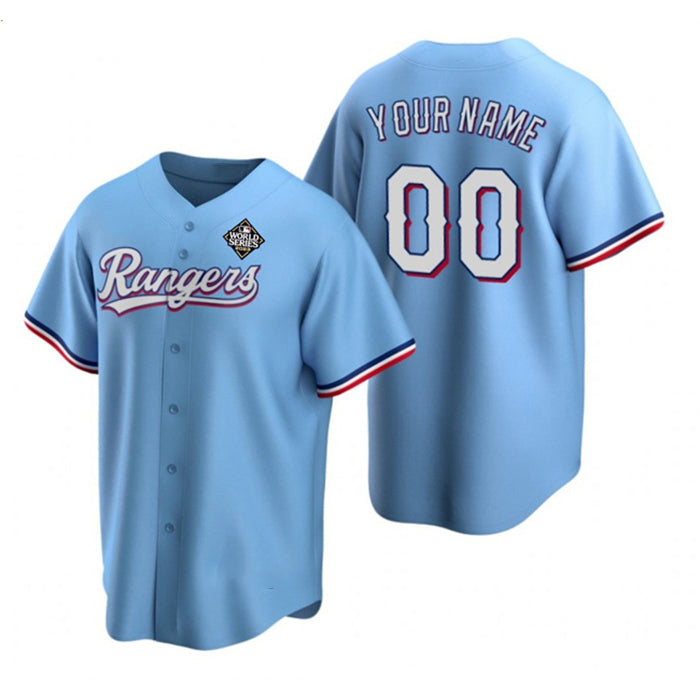 Custom Texas Rangers Active Player Blue MWATKINS 2023 World Series Stitched Jersey
