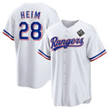 Texas Rangers #28 Jonah Heim 2023 White MWATKINS World Series Stitched Jersey
