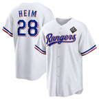 Texas Rangers #28 Jonah Heim 2023 White MWATKINS World Series Stitched Jersey