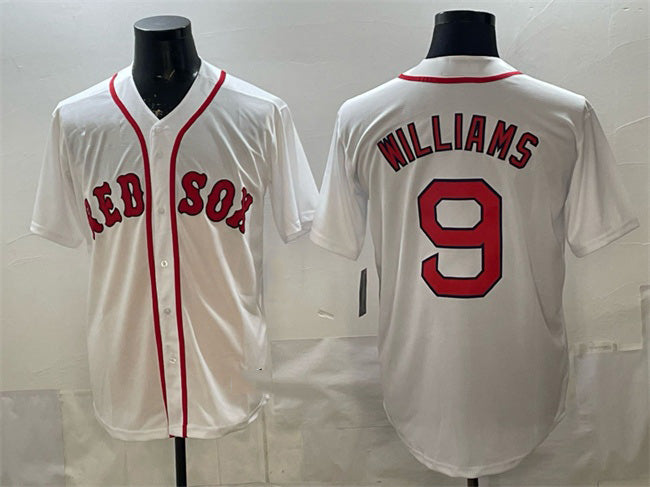 Boston Red Sox #9 Ted Williams White MWATKINS Cool Base Stitched Jersey