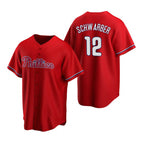 Philadelphia Phillies #12 Kyle Schwarber Red MWATKINS Cool Base Stitched Jersey