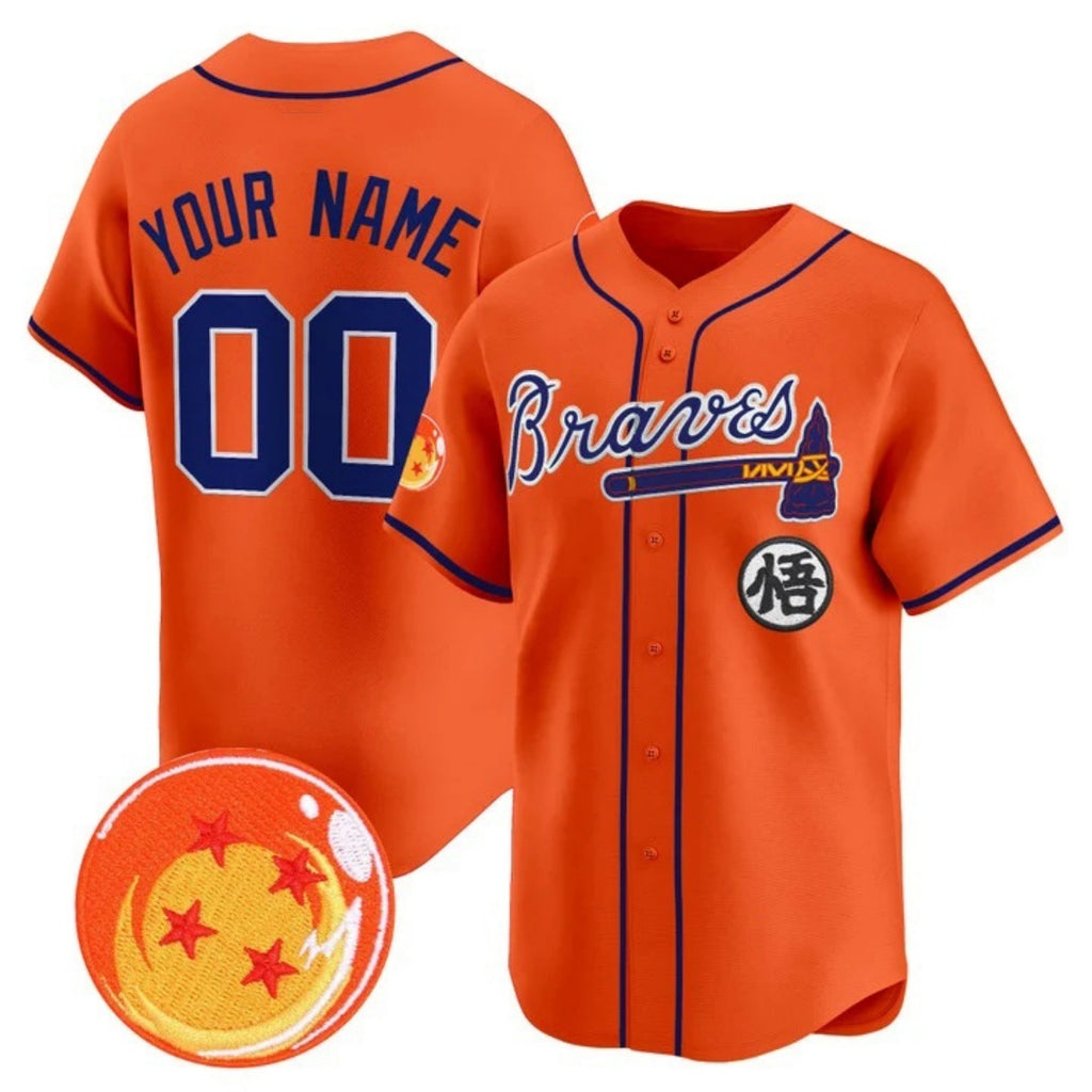 Custom Atlanta Braves x Dragon Ball Orange MWATKINS Vapor Premier Limited Jersey - All Stitched