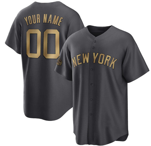 Custom New York Yankees Active Player Charcoal MWATKINS 2022 All-Star Cool Base Stitched Jersey