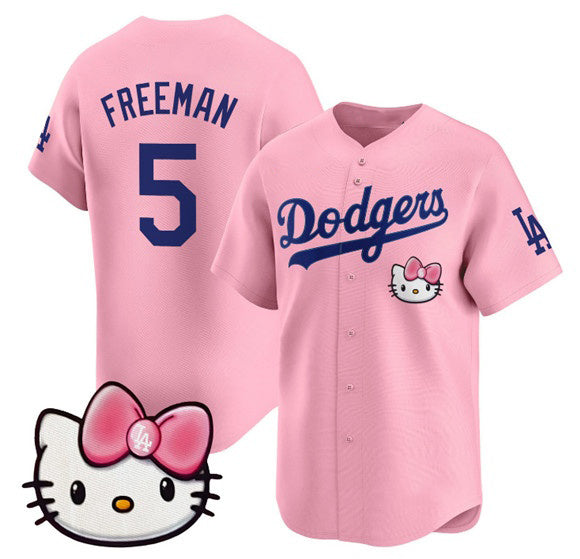 Los Angeles Dodgers #5 Freddie Freeman Pink MWATKINS 2025 Hello Kitty Vapor Limited Stitched Jersey