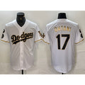 Los Angeles Dodgers #17 Shohei Ohtani White Gold MWATKINS Fashion Stitched Cool Base Limited Jerseys