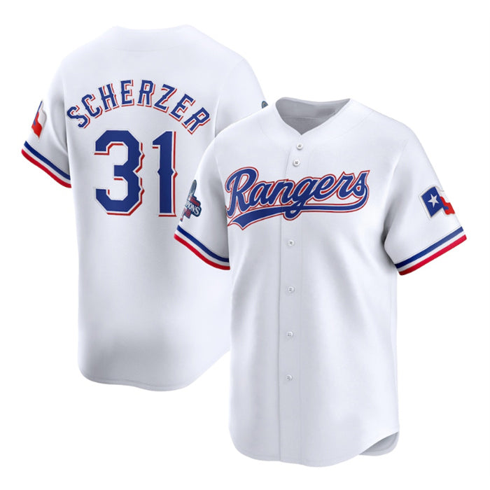 Texas Rangers #31 Max Scherzer White MWATKINS 2023 World Series Champions Stitched Jersey