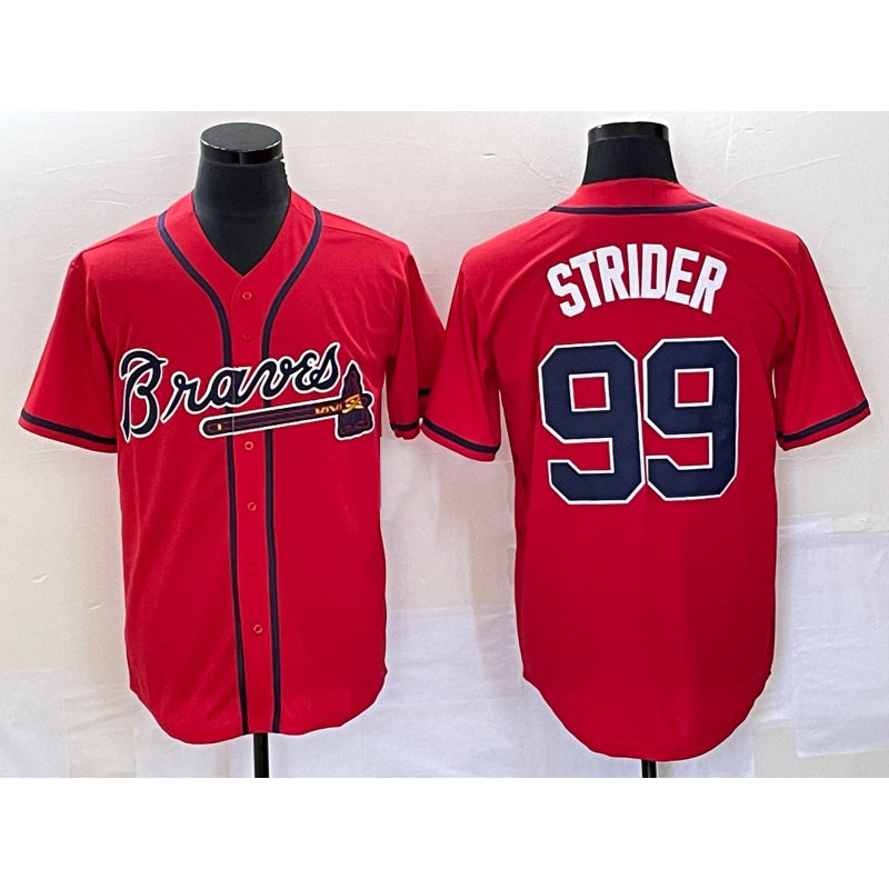 Atlanta Braves #99 Spencer Strider Red MWATKINS Cool Base Stitched Jersey
