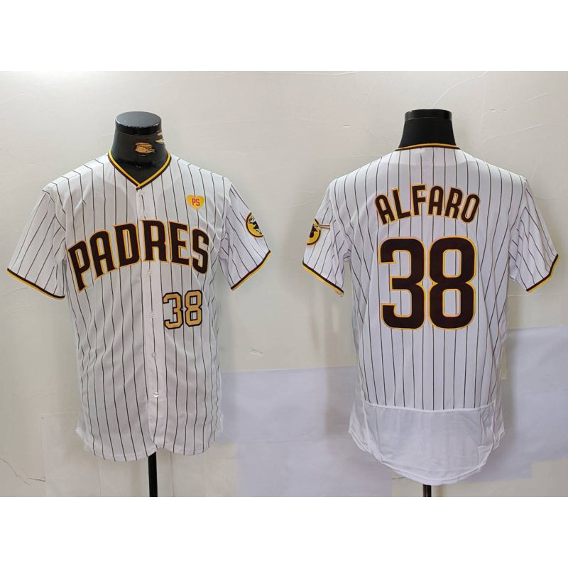 San Diego Padres #38 Jorge Alfaro White MWATKINS With PS Patch Stitched Flex Base Jerseys