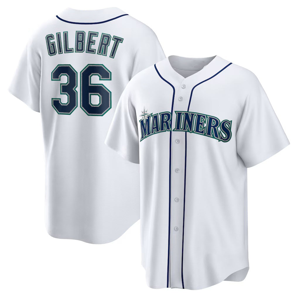 Seattle Mariners #36 Logan Gilbert White MWATKINS Home Replica Jersey