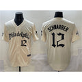 Philadelphia Phillies #12 Kyle Schwarber Cream MWATKINS Gothic Vapor Limited Stitched Jersey