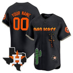 Custom Houston Astros Cactus Jack Patch Vapor Premier Limited Jersey V9 ¨C Black MWATKINS