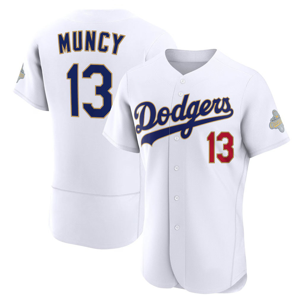 Los Angeles Dodgers #13 Max Muncy White MWATKINS 2026 Gold Collection Authentic Jersey