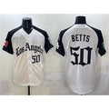 Los Angeles Dodgers #50 Mookie Betts White Black MWATKINS Mexico 2025 LA Gothic Style With Fernando Patch Vapor Premier Limited Stitched Jersey