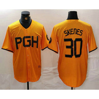 Pittsburgh Pirates #30 Paul Skenes Yellow MWATKINS 2023 City Connect Stitched Jersey