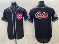 Chicago Cubs Team Big Logo 2026 Fashion Replica Black MWATKINS Out Stitched Jersey