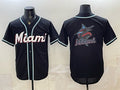 Miami Marlins Team Big Logo 2026 Fashion Replica Black MWATKINS Out Stitched Jersey