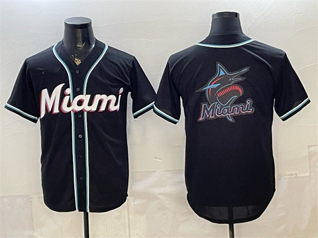 Miami Marlins Team Big Logo 2026 Fashion Replica Black MWATKINS Out Stitched Jersey