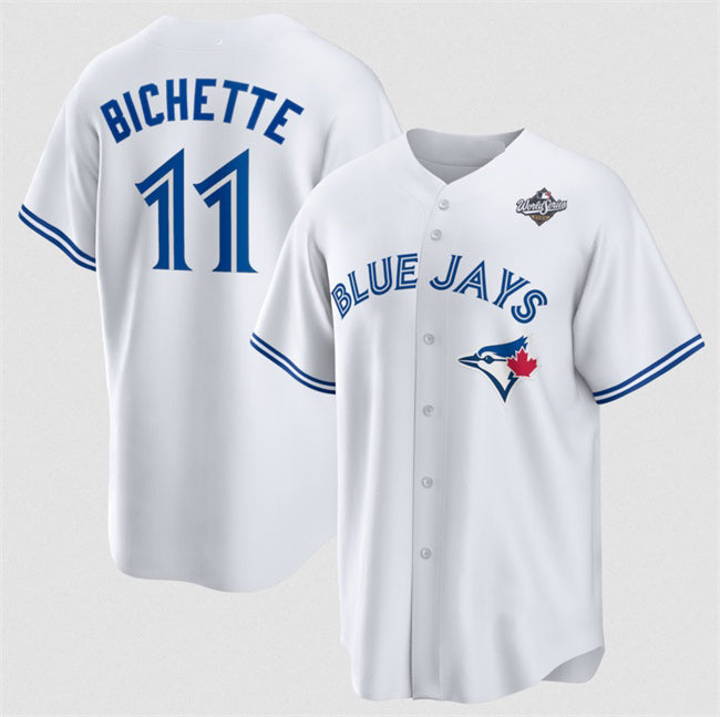 Toronto Blue Jays #11 Bo Bichette White MWATKINS 2025 World Series Home Cool Base Stitched Jersey