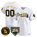Custom Atlanta Braves White Gold MWATKINS 2024 Spring Training Patch Limited Stitched Jersey