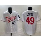 Minnesota Twins #49 Pablo Lopez Number White MWATKINS Stitched Cool Base Jersey