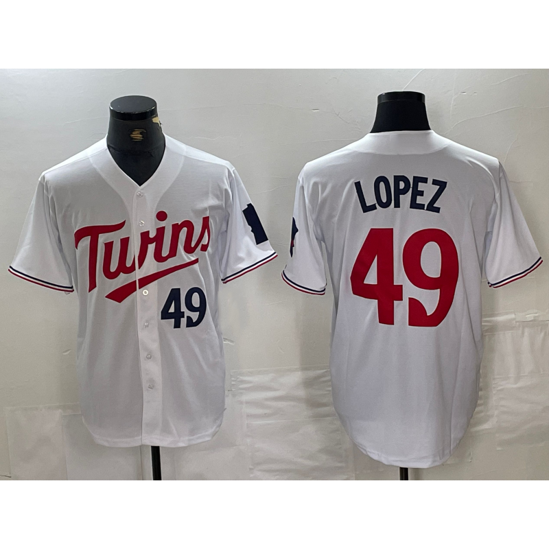 Minnesota Twins #49 Pablo Lopez Number White MWATKINS Stitched Cool Base Jersey