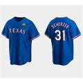 Texas Rangers #31 Max Scherzer Royal MWATKINS 2023 World Series Stitched Jersey