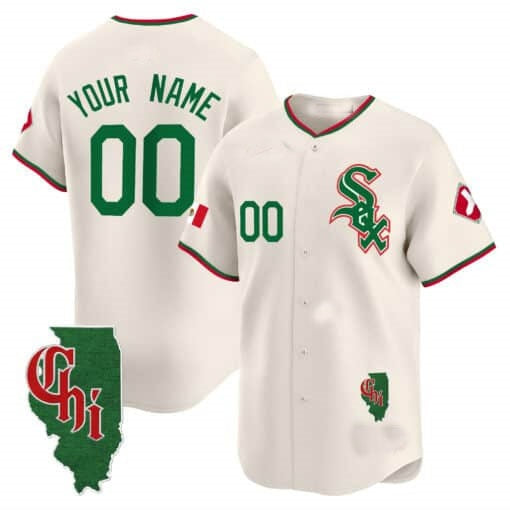 Custom Chicago White Sox Mexico Vapor Premier Limited Jersey ¨C Illinois Patch ¨C Cream MWATKINS