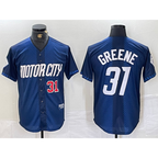 Detroit Tigers #31 Riley Greene Number 2024 Navy MWATKINS City Connect Cool Base Limited Stitched Jersey