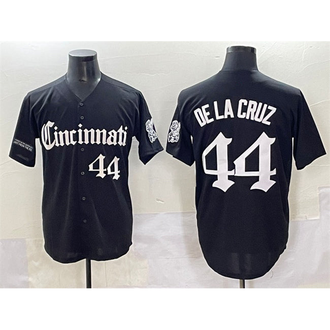 Cincinnati Reds #44 Elly De La Cruz Black MWATKINS 'Gothic Queen City Edition' Vapor Premier Limited Stitched Jersey