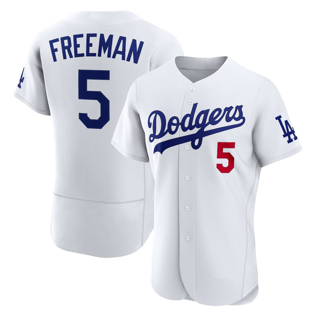Los Angeles Dodgers #5 Freddie Freeman White MWATKINS Home Authentic Jersey