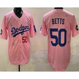 Los Angeles Dodgers #50 Mookie Betts Pink MWATKINS 2025 Tokyo Series Limited Jersey