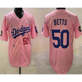 Los Angeles Dodgers #50 Mookie Betts Pink MWATKINS 2025 Tokyo Series Limited Jersey