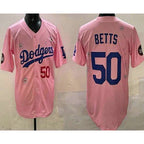 Los Angeles Dodgers #50 Mookie Betts Pink MWATKINS 2025 Tokyo Series Limited Jersey