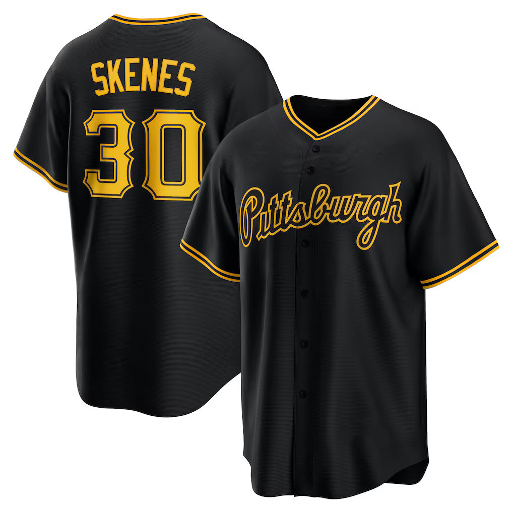 Pittsburgh Pirates #30 Paul Skenes Black MWATKINS Alternate 2 Replica Jersey