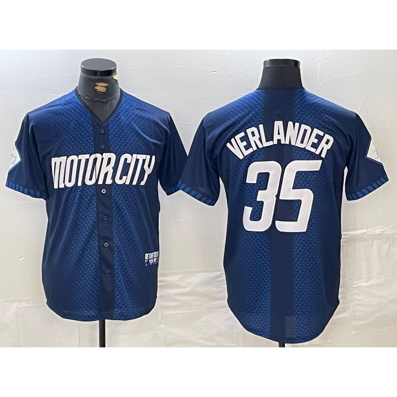 Detroit Tigers #35 Justin Verlander Navy MWATKINS 2024 City Connect Cool Base Limited Stitched Jersey