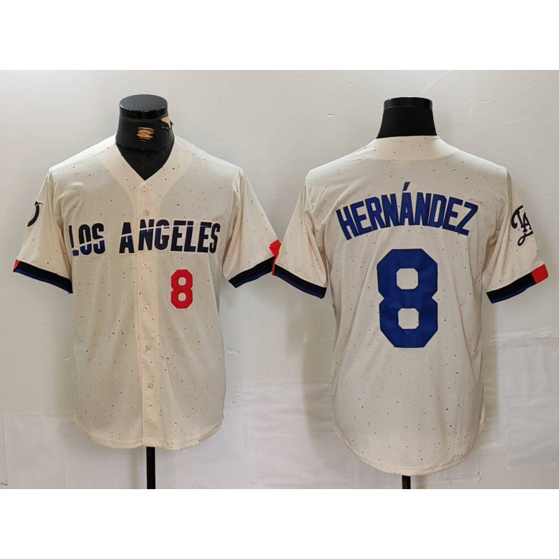 Los Angeles Dodgers #8 Kike Hernandez Number Cream MWATKINS 2024 City Connect Limited Stitched Jerseys