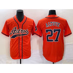 Houston Astros #27 Jose Altuve Orange MWATKINS With Patch Cool Base Stitched Jersey