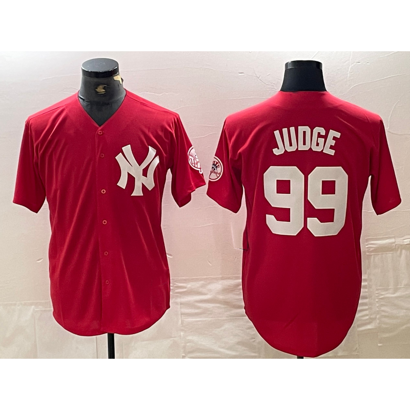 New York Yankees #99 Aaron Judge Red MWATKINS Fashion Cool Base Jersey