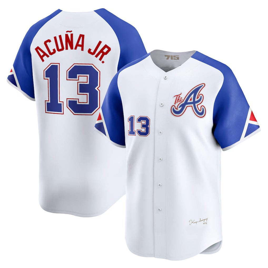 Atlanta Braves #13 MWATKINSld Acu?a Jr. White MWATKINS City Connect Limited Player Jersey