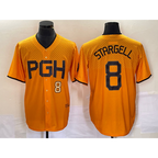 Pittsburgh Pirates #8 Willie Stargell Number Gold MWATKINS 2023 City Connect Stitched Jersey