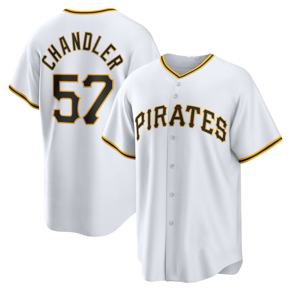 Pittsburgh Pirates #57 Bubba Chandler White MWATKINS Home Replica Jersey