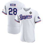 Texas Rangers #28 Jonah Heim White MWATKINS 2023 World Series Flex Base Stitched Jersey